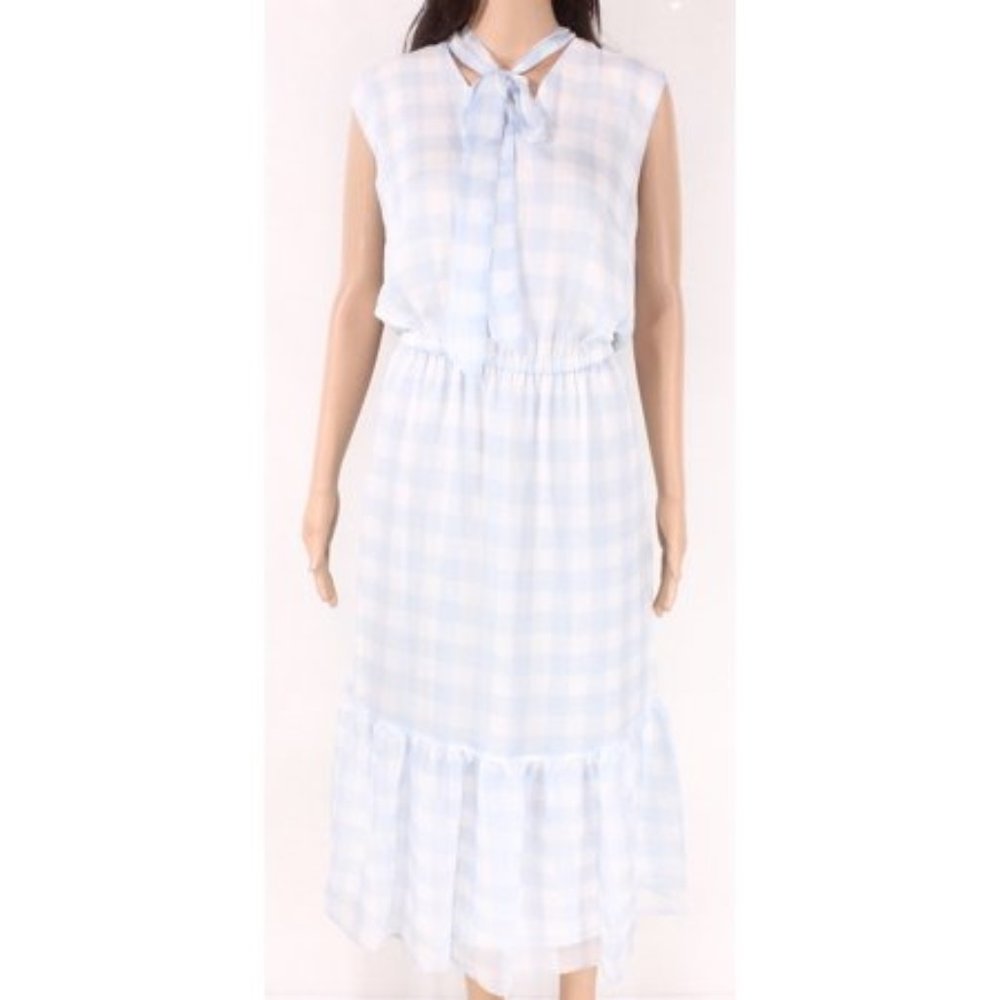 Women's Dress Tie-Neck Gingham 12